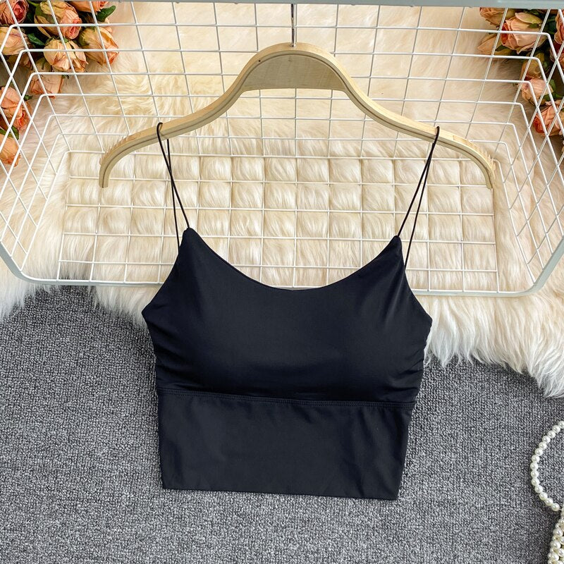 Ice Silk Crop Top With Built-In Bra