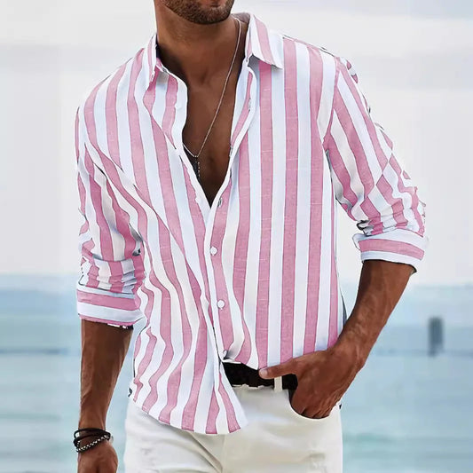 Breathable Stripe Shirt For Men: Easygoing Style