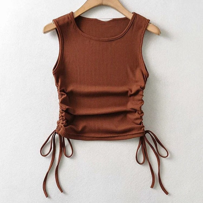 Dashing Solid Color Causal Crop Top