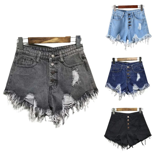 Breezy & Bold: A-Line Ripped Denim Shorts