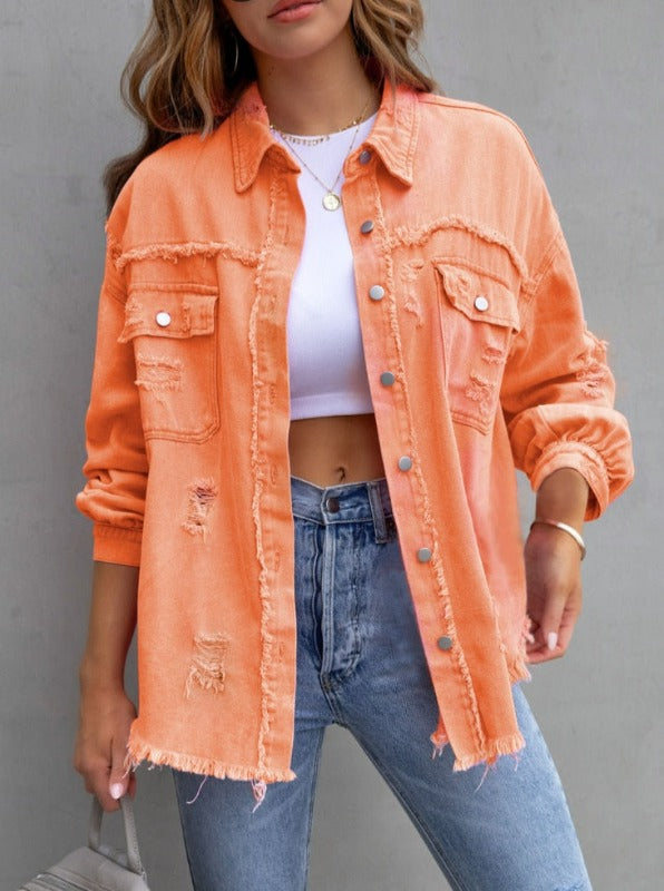 Denim Shirt Jacket With Edgy Details