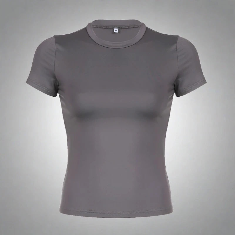 Essential Crop Top: Crewneck, Short Sleeve (Gray/Black/White)