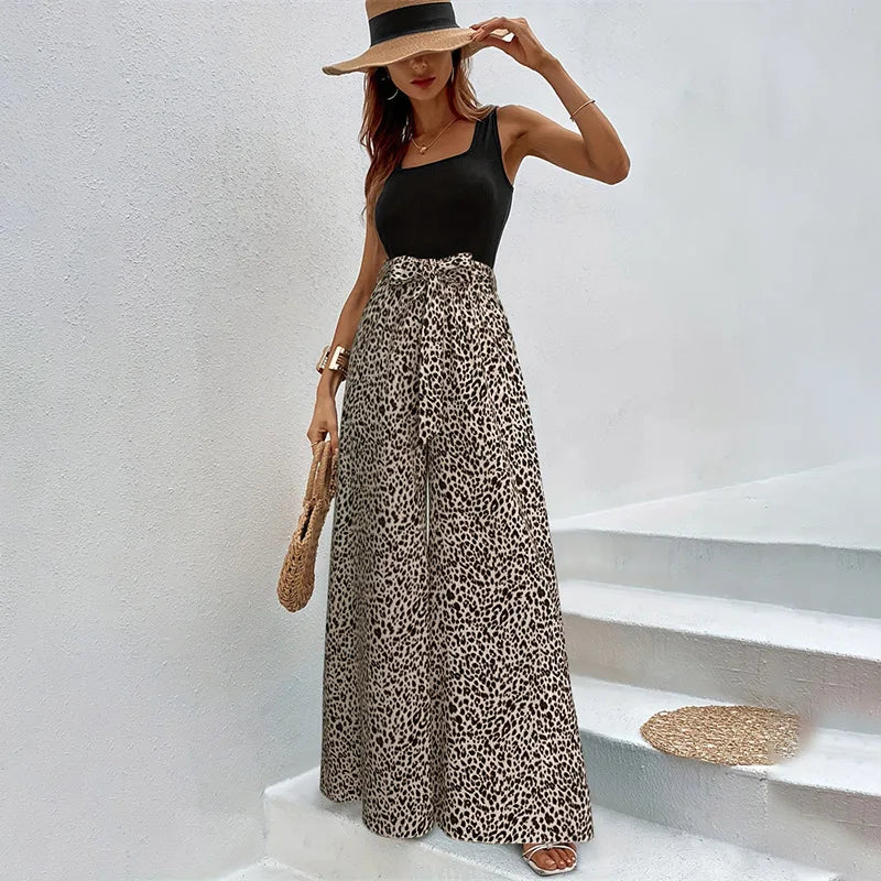 Wildly Stylish: Leopard Print High-Waisted Wide-Leg Pants For Her