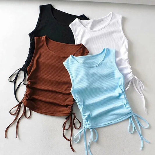 Dashing Solid Color Causal Crop Top