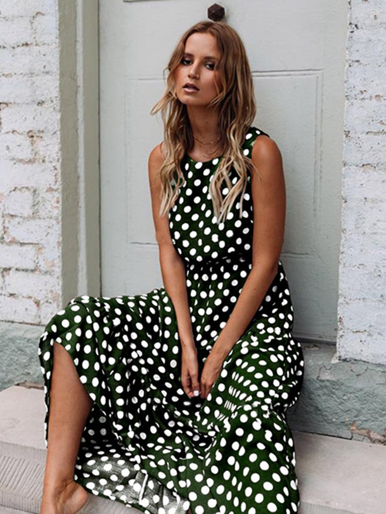 Polka Dot Print Midi Dress