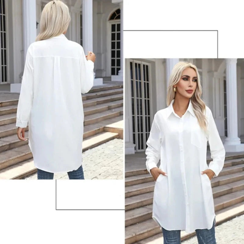 Monochromatic Magic: Women's Solid Color, Relaxed Fit, Long Sleeve Top