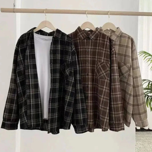 Women's Layering Staple: The Oversized Plaid Button-Up Shirt