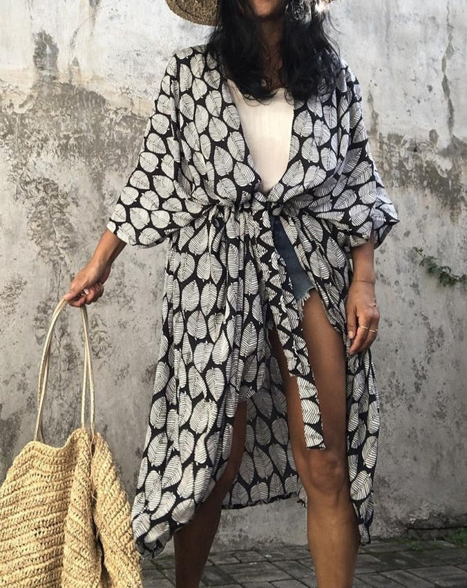 Halo Dyeing Kimono Swimwear Cover Up