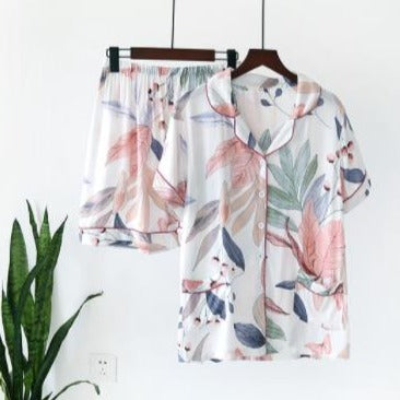 Summer Printed PJs Set: Short-Sleeved Top & Shorts