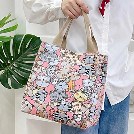 ✨ Tote-ally Adorable: Canvas Bag With Cartoon Pattern ✨