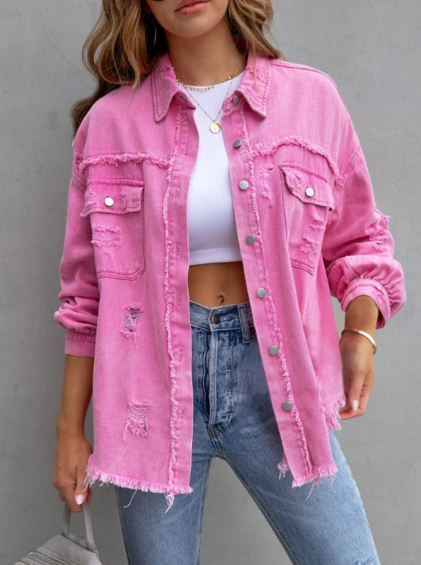 Denim Shirt Jacket With Edgy Details