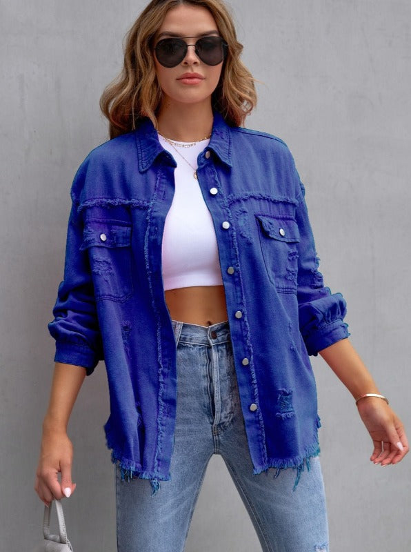 Denim Shirt Jacket With Edgy Details