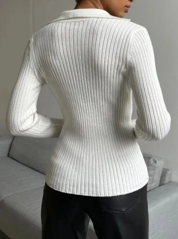 Deep V Delight: Effortlessly Chic Women's Knit Top