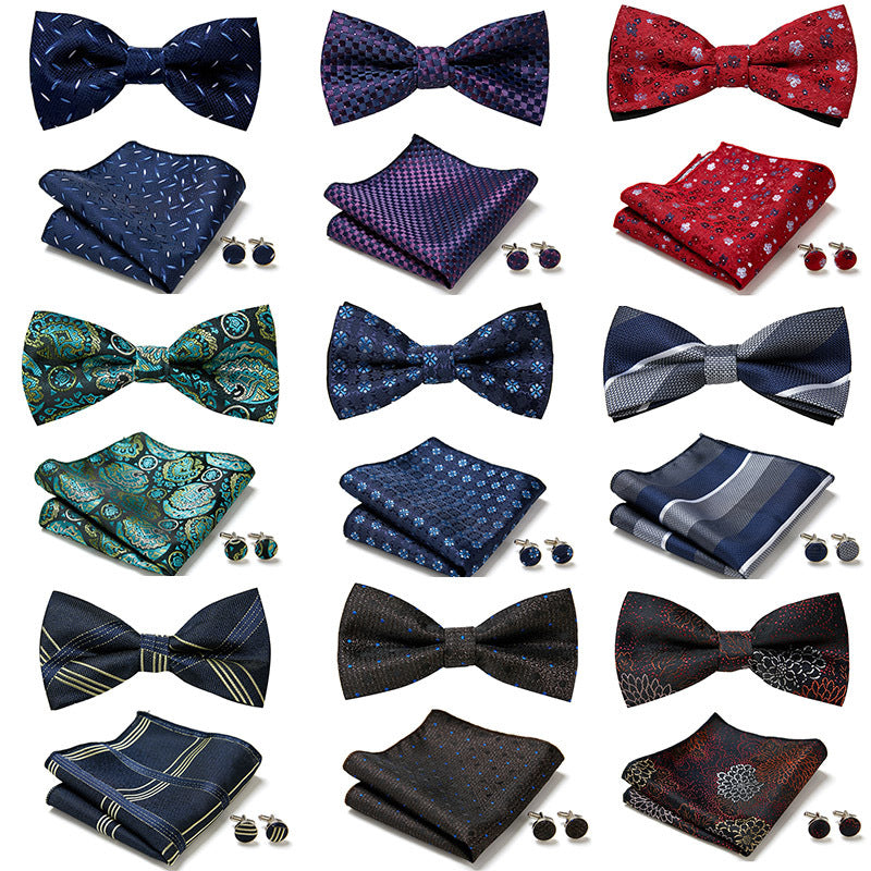 Gentleman Essentials: Bow Tie, Handkerchief & Cufflinks Set