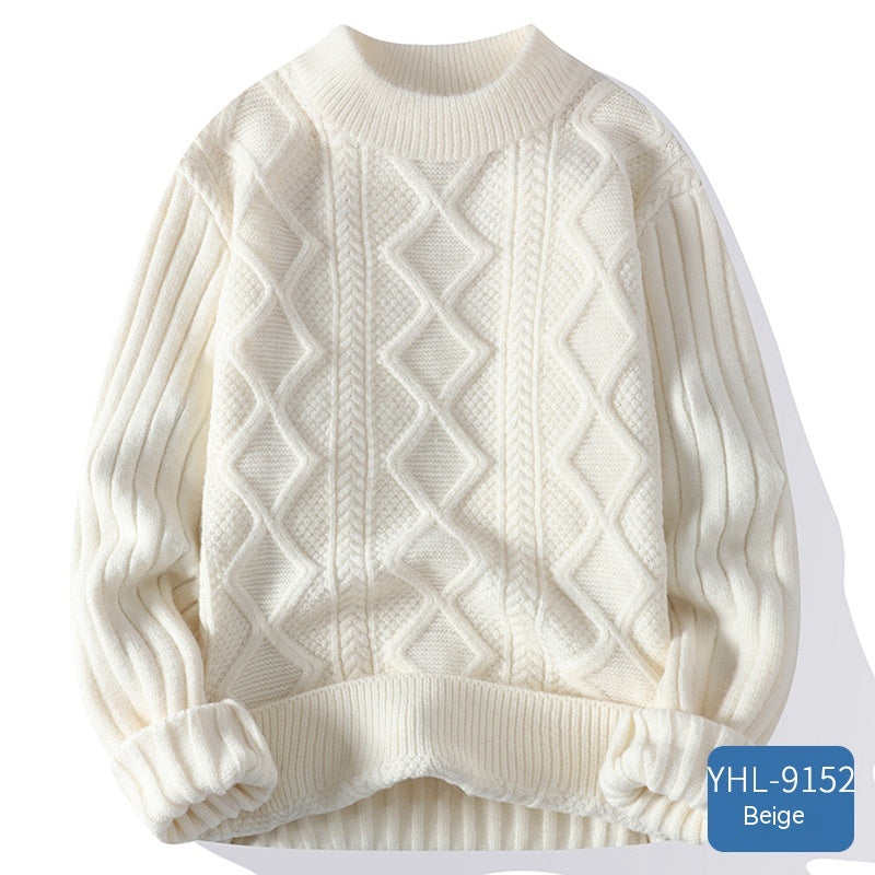 Cloud-Like Comfort: Twisted Flower Round Neck Sweater