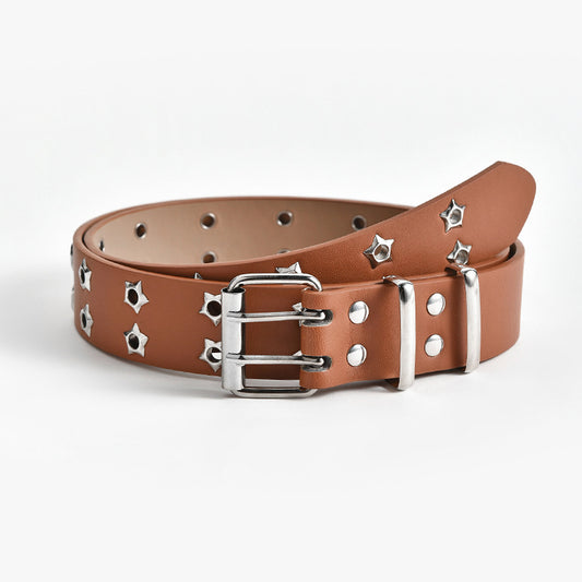 Double-Row Belt For Women With Starry Accents