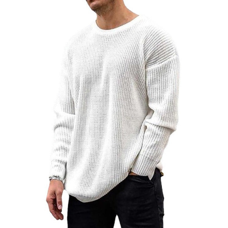 Timeless Comfort: Solid Color Round Neck Knit Sweater