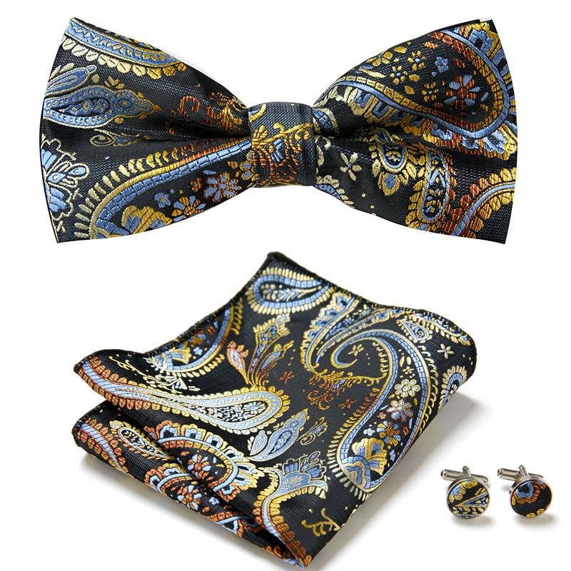 Gentleman Essentials: Bow Tie, Handkerchief & Cufflinks Set