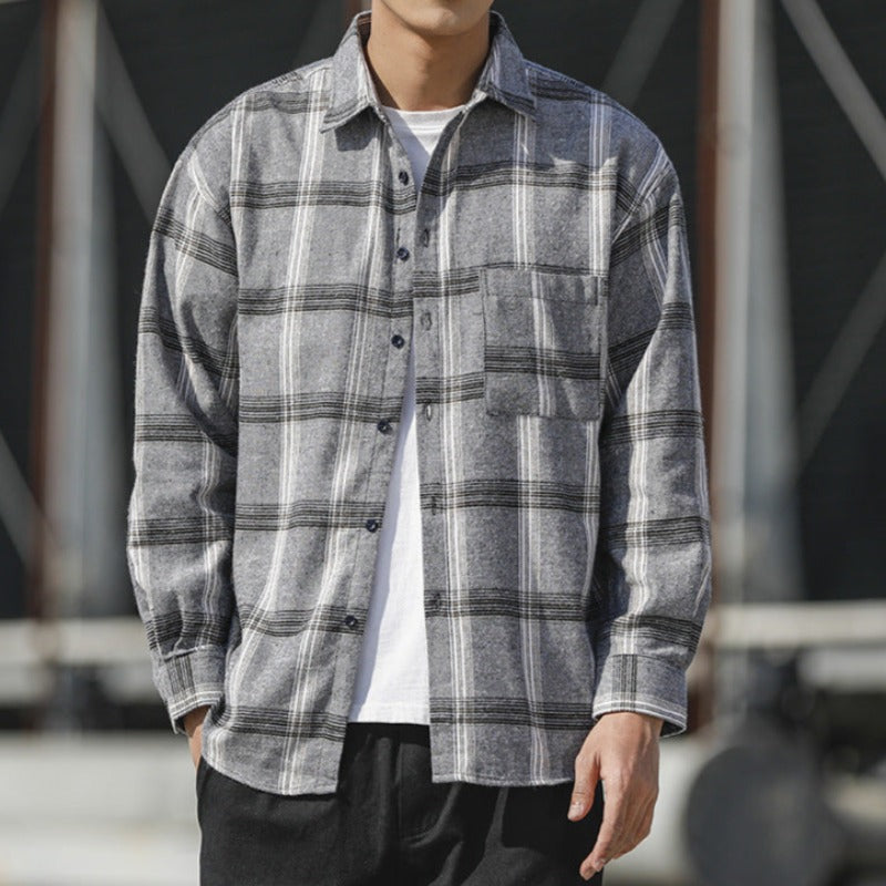 Effortless Style: Own The Plaid Trend In Black, Gray, Or Navy Shirt