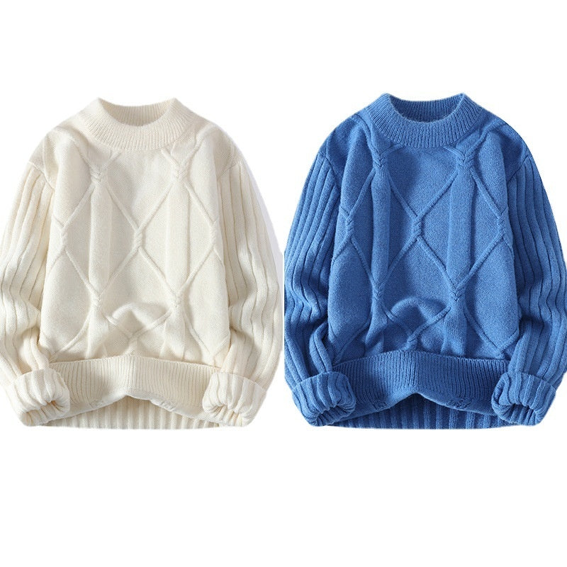 Cloud-Like Comfort: Twisted Flower Round Neck Sweater