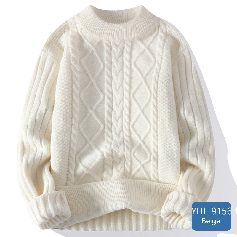 Cloud-Like Comfort: Twisted Flower Round Neck Sweater