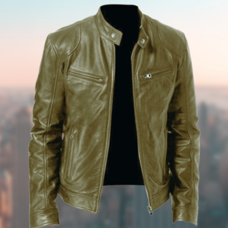 City-Slicker Style: Warm Leather Jacket With Edgy Details