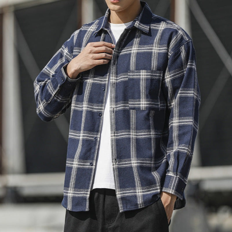 Effortless Style: Own The Plaid Trend In Black, Gray, Or Navy Shirt