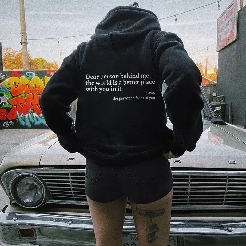 Share The Vibe: Cozy Hoodie With A Positive Message