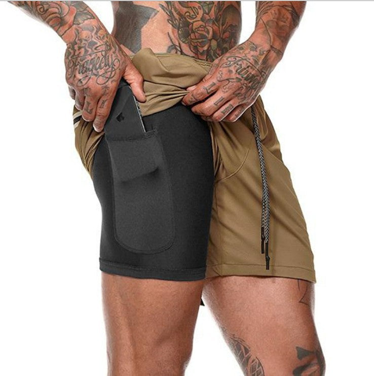 Multi-Pocket Loose Double Layer Track Shorts