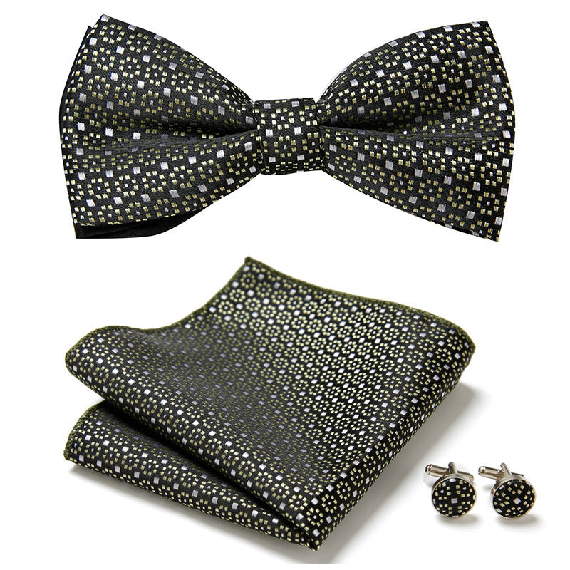 Gentleman Essentials: Bow Tie, Handkerchief & Cufflinks Set