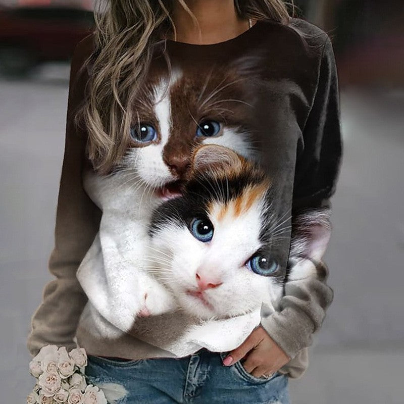 Cuddle Up Cute: 3D Kitten & Puppy Women's Sweater