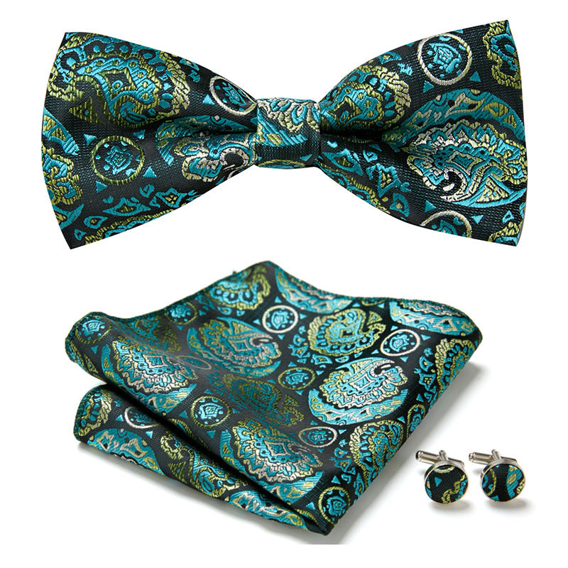 Gentleman Essentials: Bow Tie, Handkerchief & Cufflinks Set