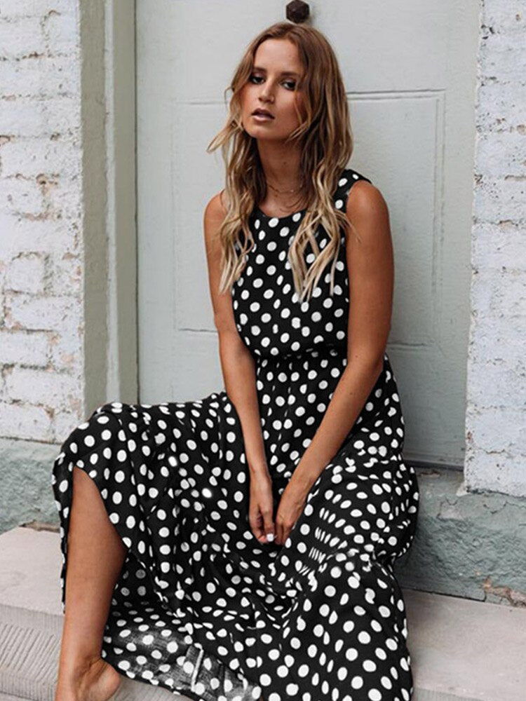 Polka Dot Print Midi Dress