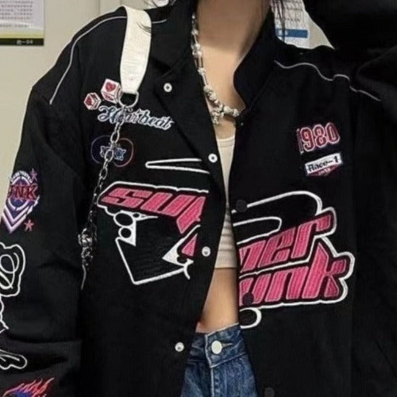 Racing Oversized Jacket With Y2K Vibes