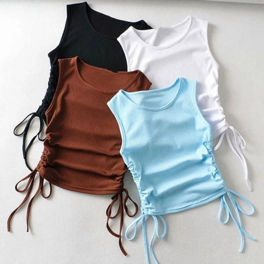 Dashing Solid Color Causal Crop Top